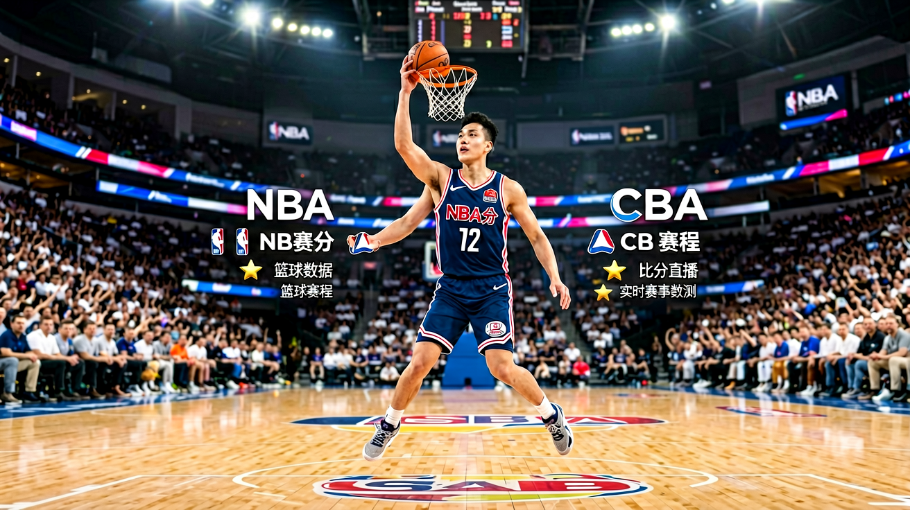 篮球赛事实时比分首页展示，包含NBA与CBA联赛赛程入口
